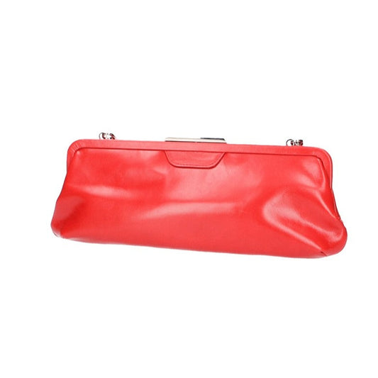 Clutch mit Clipverschluss in Rot aus Leder