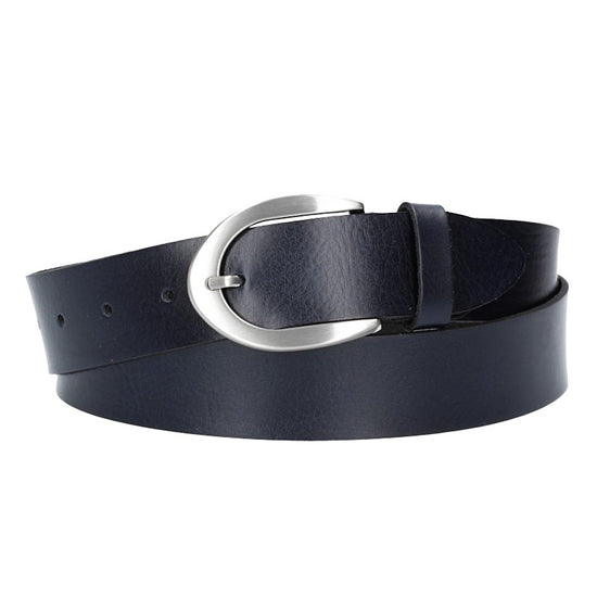 Damengürtel 35mm in Marine|Blau mit Dornschließe in Hufeisenform - leder-accessoires.com