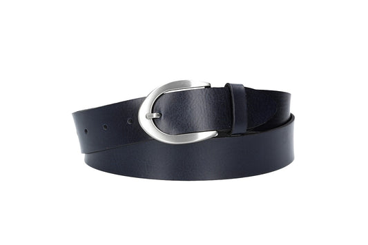 Damengürtel 35mm in Marine|Blau mit Dornschließe in Hufeisenform - leder-accessoires.com