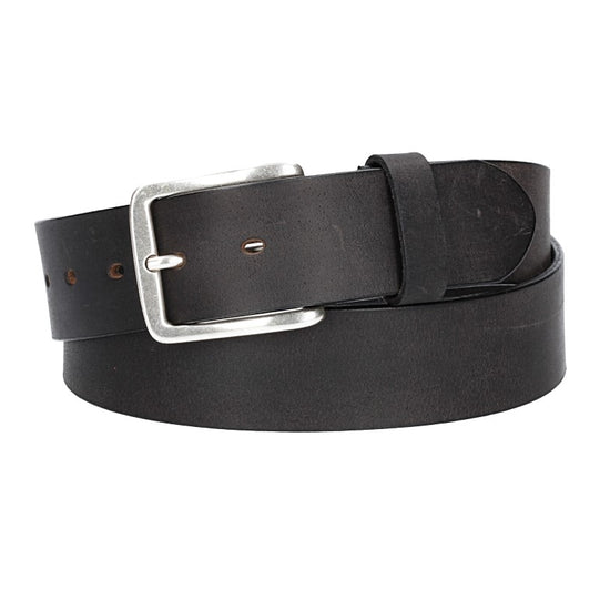 Ledergürtel Schwarz 40mm mit Dornschließe in Silber - leder-accessoires.com