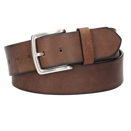 Ledergürtel Braun 45mm mit Dornschließe in Silber - leder-accessoires.com