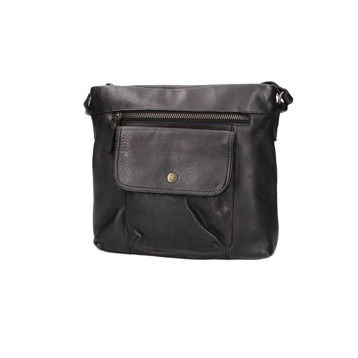 Schultertasche in Schwarz mit Vortasche