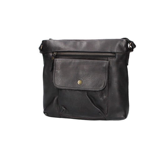 Schultertasche in Schwarz mit Vortasche