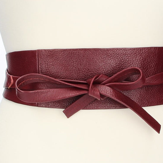 Taillen-| Bandgürtel 70mm Bordeaux zum binden - leder-accessoires.com