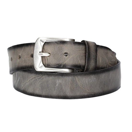 Jeansgürtel 40mm in Taupe|Grau mit Airbrushkante und Dornschließe Altsilber - leder-accessoires.com