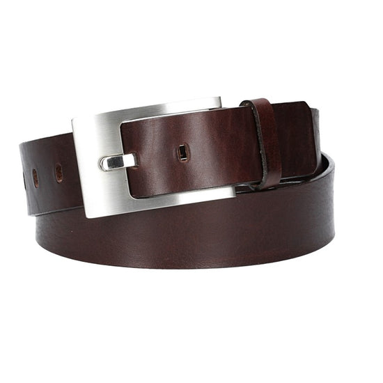 Ledergürtel Überlänge Braun 40mm mit Schmuckschließe Silber - leder-accessoires.com