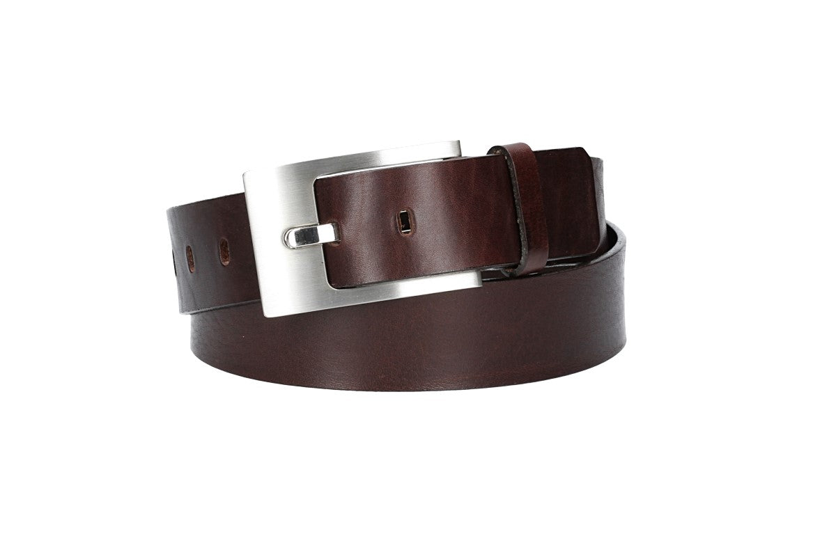 Ledergürtel Überlänge Braun 40mm mit Schmuckschließe Silber
