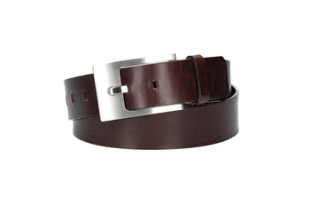 Ledergürtel Überlänge Braun 40mm mit Schmuckschließe Silber