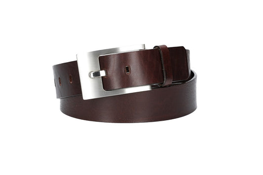 Ledergürtel Überlänge Braun 40mm mit Schmuckschließe Silber - leder-accessoires.com