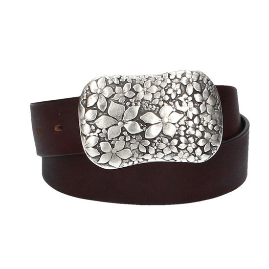 Ledergürtel Rot 40mm mit Blumenschließe|Koppelschließe - leder-accessoires.com
