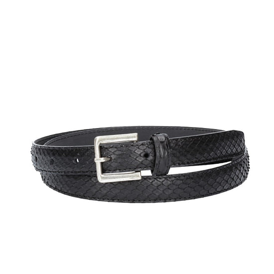 Schlangenledergürtel 20mm in Schwarz  und Dornschließe - leder-accessoires.com