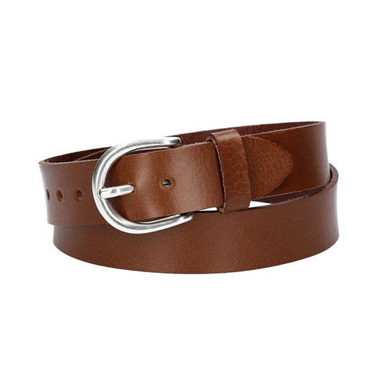 Ledergürtel Kids 25mm in Cognac mit Schließe in Silber - leder-accessoires.com