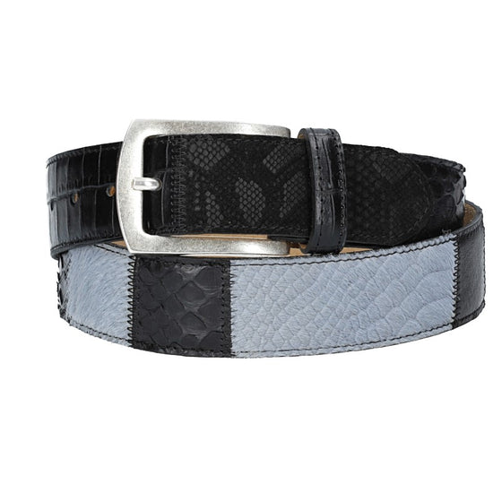 Schlangengürtel 40mm in Grau und Dornschließe in Silber - leder-accessoires.com