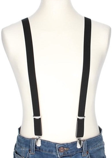 Hosenträger Uni Schwarz 25mm mit Clipverschluss - leder-accessoires.com