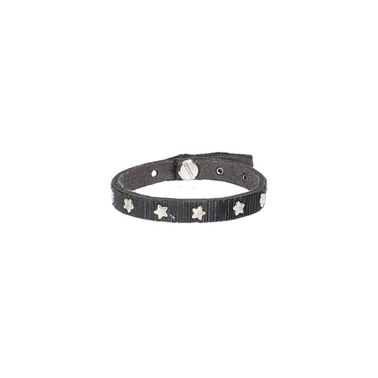 Armband geschlitzt mit Sternennieten in Schwarz aus Leder - leder-accessoires.com