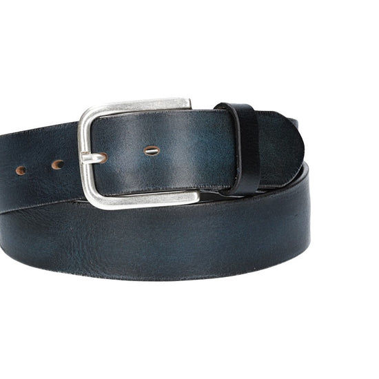 Ledergürtel Blau|Marine 40mm mit Dornschließe in Silber - leder-accessoires.com