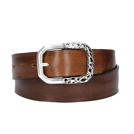 Ledergürtel in Cognac 40mm mit Schmuck-Vollschließe - leder-accessoires.com