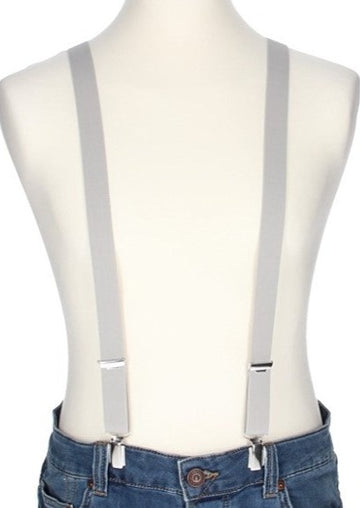 Hosenträger Uni Hellgrau 25mm mit Clipverschluss - leder-accessoires.com