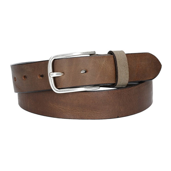 Ledergürtel Grau 35mm mit Dornschließe in Silber - leder-accessoires.com