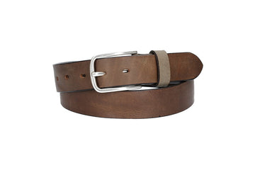 Ledergürtel Grau 35mm mit Dornschließe in Silber - leder-accessoires.com