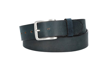 Ledergürtel Blau|Marine 40mm mit Dornschließe in Silber