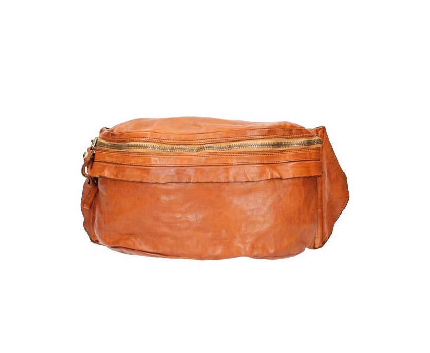 Gürteltasche aus Leder in Cognac