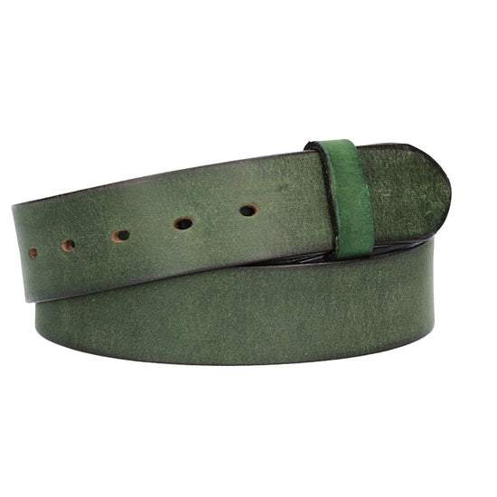 Lederriemen | Gürtelrohling Matt 40mm in Grün mit Schlaufe und Kapplochteil - leder-accessoires.com