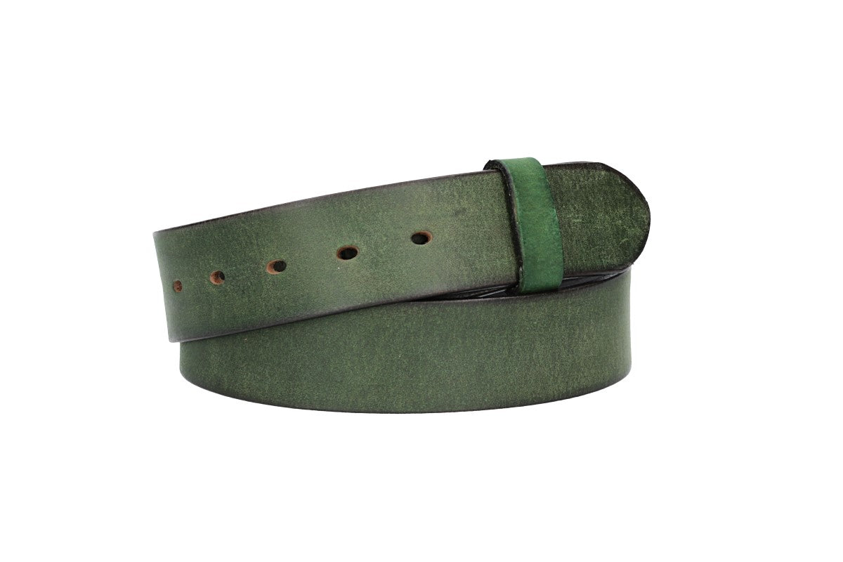 Lederriemen | Gürtelrohling Matt 40mm in Grün mit Schlaufe und Kapplochteil