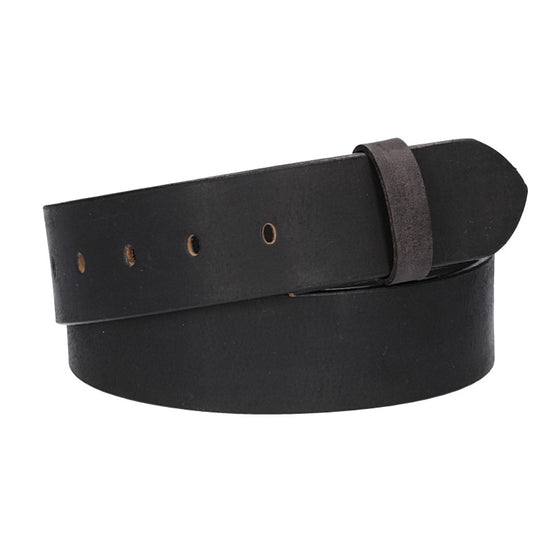 Lederriemen | Gürtelrohling Matt 45mm in Schwarz mit Schlaufe und Kapplochteil - leder-accessoires.com