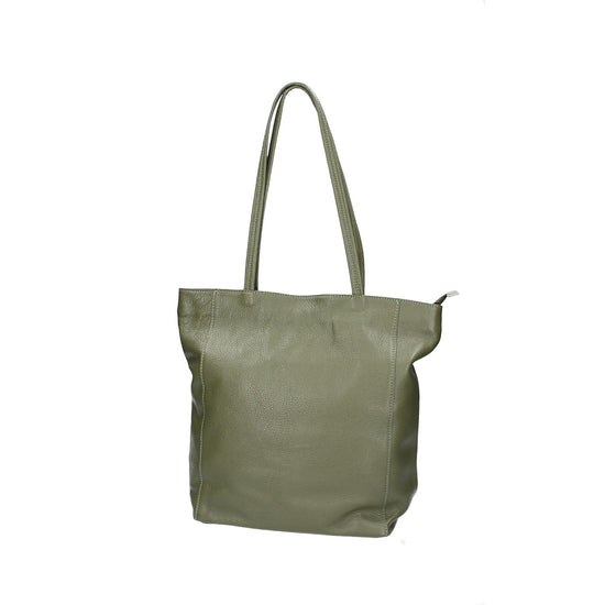 SALE Ledershopper mit Narbung in Grün|Oliv mit Reißverschluss - leder-accessoires.com