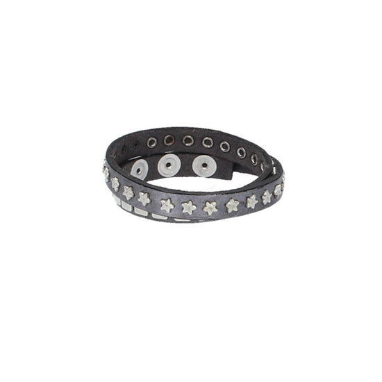 Armband doppelt Blau|Silber aus Leder - leder-accessoires.com