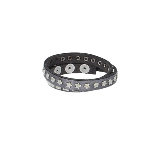 Armband doppelt Blau|Silber aus Leder