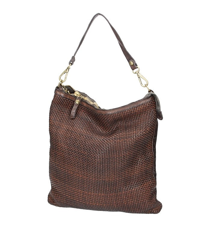 Shopper Flecht in Braun aus Leder