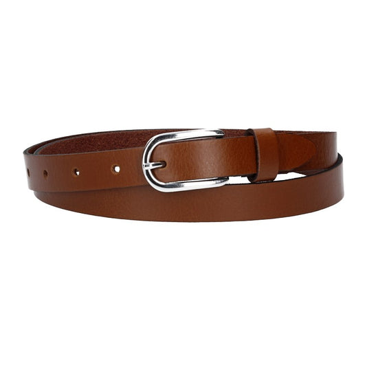 Damen-|Taillengürtel 20mm in Cognac mit Dornschließe in Glanz - leder-accessoires.com