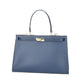 Handtasche aus Leder in Blau mit Schloss in Gold