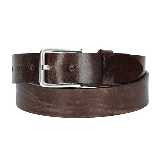 Hochwertiger Ledergürtel 35mm in Braun mit rustikaler Schließe in Silber - leder-accessoires.com