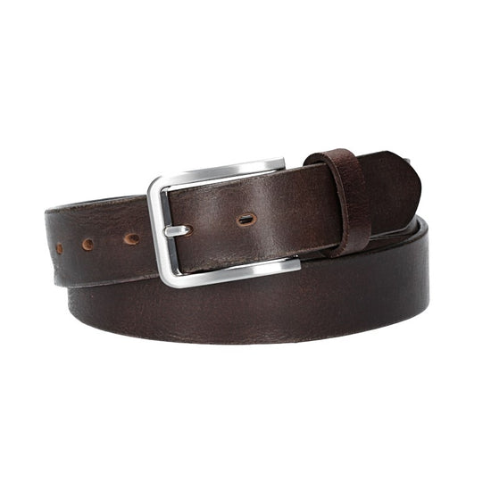 Ledergürtel Braun 35mm mit Dornschließe in Silber - leder-accessoires.com