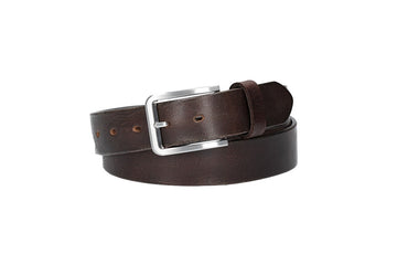 Ledergürtel Braun 35mm mit Dornschließe in Silber - leder-accessoires.com