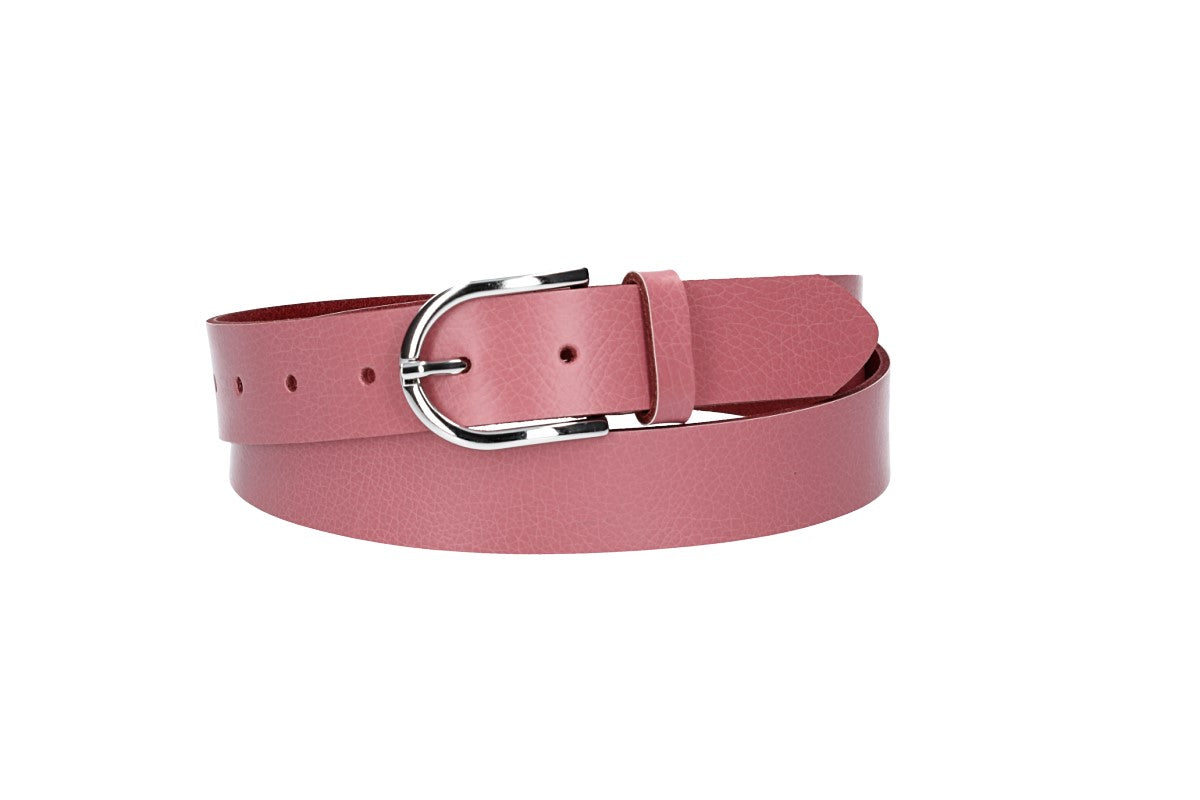 Ledergürtel 30mm in Rosa mit Dornschließe in Silber