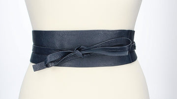 Taillen-| Bandgürtel 70mm Blau|Marine zum binden - leder-accessoires.com