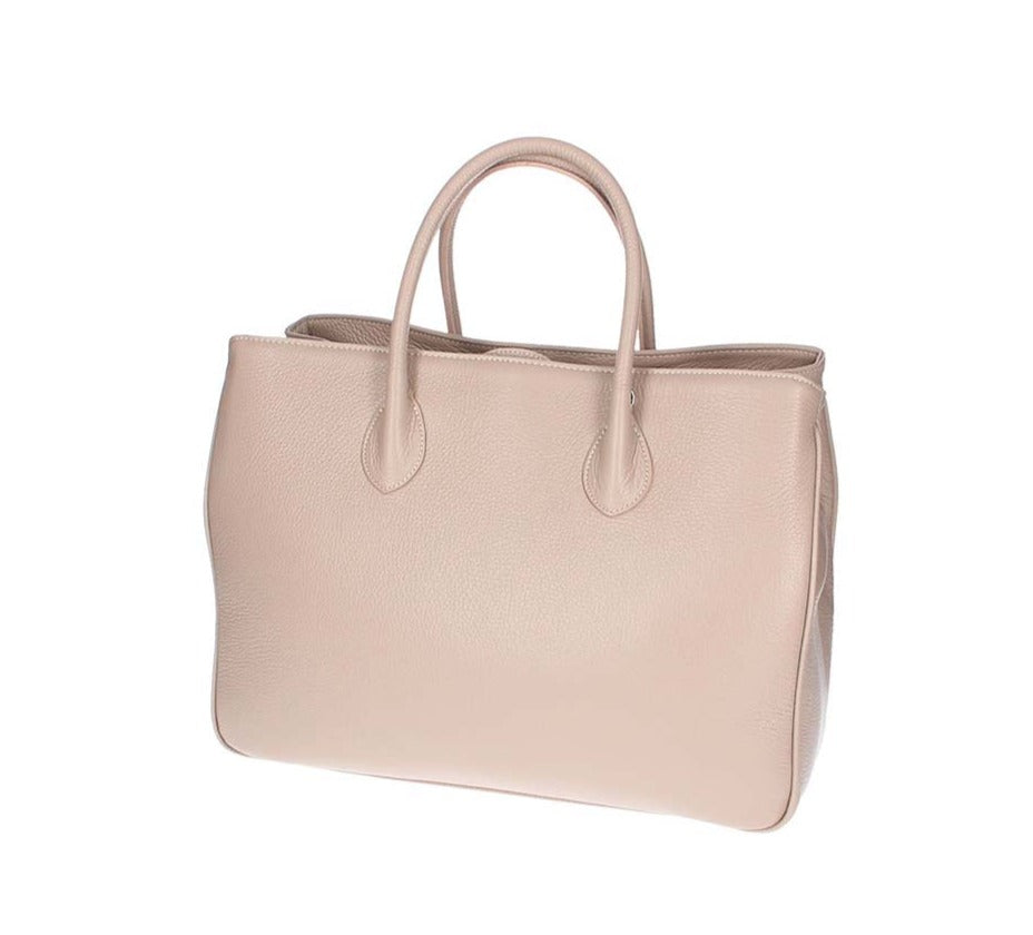 Kurzgrifftasche in Natur|Beige aus Leder
