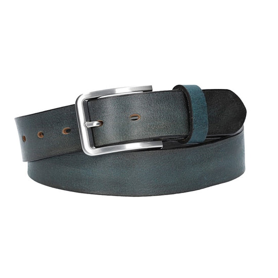 Ledergürtel Blau|Marine 35mm mit Dornschließe in Silber - leder-accessoires.com