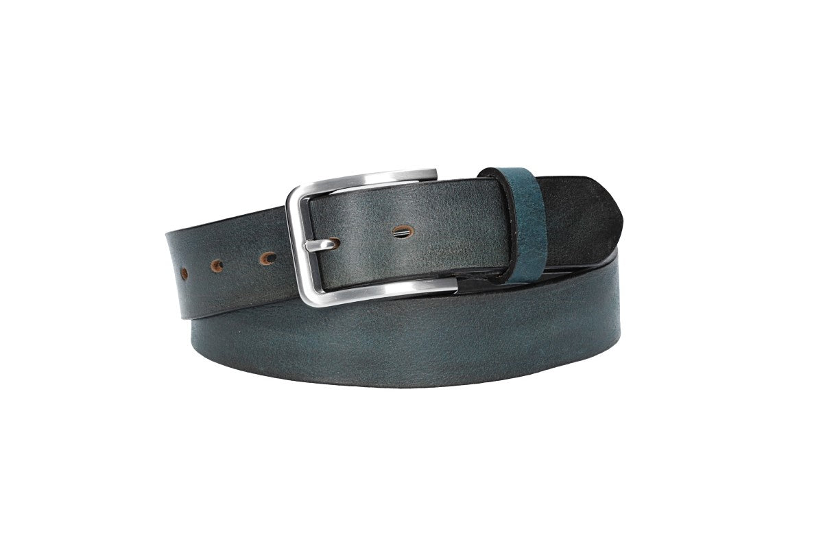 Ledergürtel Blau|Marine 35mm mit Dornschließe in Silber - leder-accessoires.com