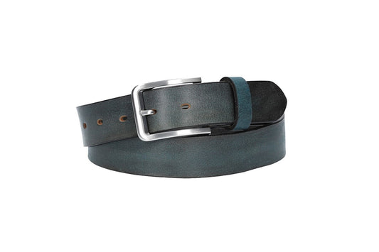 Ledergürtel Blau|Marine 35mm mit Dornschließe in Silber - leder-accessoires.com
