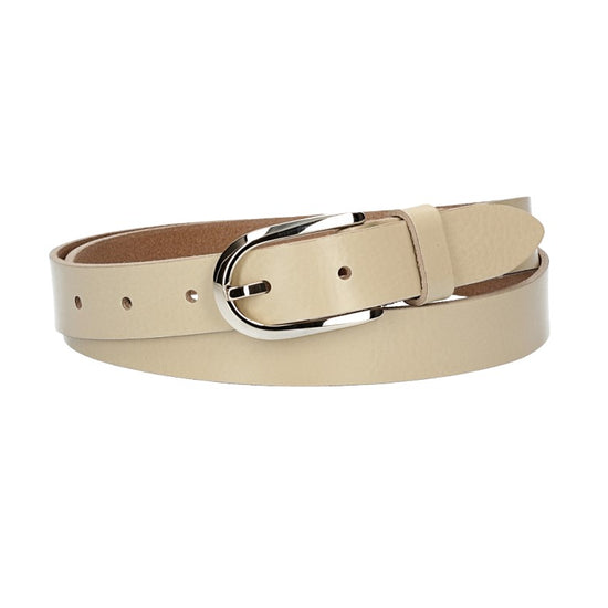 Damengürtel 25mm in Beige|Creme mit Dornschließe in Lightgold - leder-accessoires.com