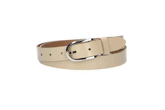 Damengürtel 25mm in Beige|Creme mit Dornschließe in Lightgold - leder-accessoires.com