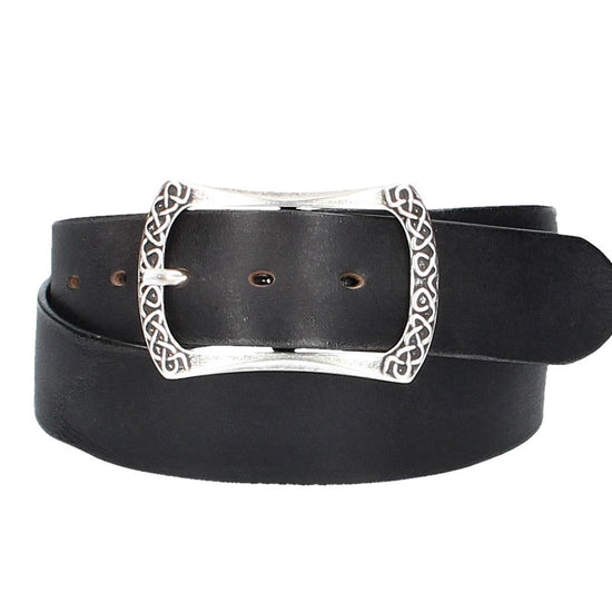 Ledergürtel Schwarz 40mm mit Vollschließe in Silber - leder-accessoires.com
