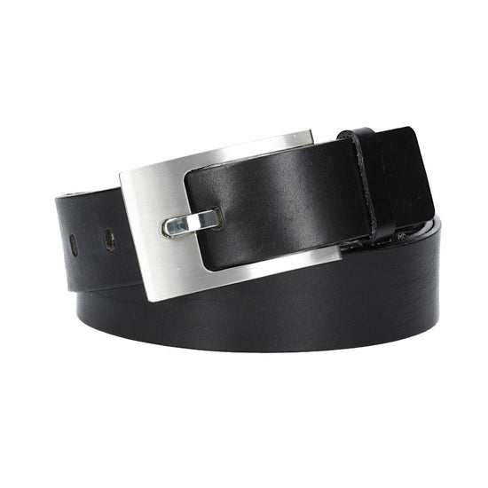Ledergürtel Überlänge Schwarz 40mm mit Schmuckschließe Silber - leder-accessoires.com