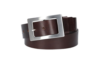 Ledergürtel Braun 40mm mit Vollschließe Silber
