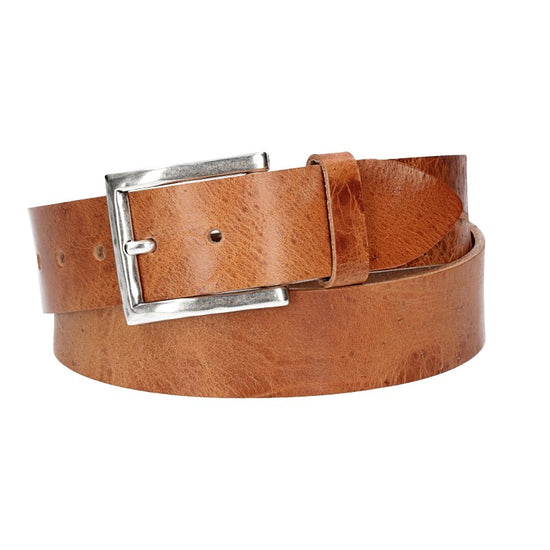 Hochwertiger Ledergürtel 40mm in Natur mit rustikaler Schließe in Silber - leder-accessoires.com